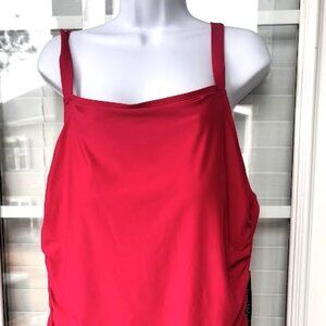 Catherine Malandrino One Piece Swimsuit Side Ruching Pink Size 3X Adjustable New